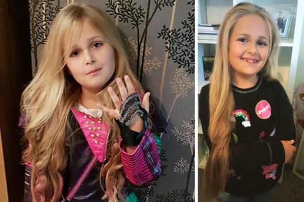 "A little girl donates hair to a princess wig for a sick child" image